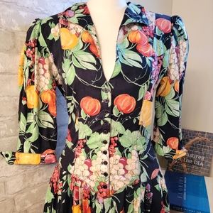 Vintage Fruits and Vegetables Cottage Dress size Small/Xsmall